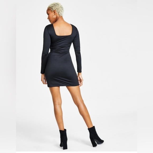 Women's Square-Neck Long-Sleeve Bodycon Dress, Created for Macy's - Picture 3 of 6